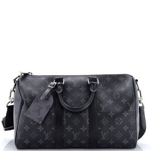 Louis Vuitton 35 Keepall Bandouliere Bag Reverse Monogram Eclipse Canvas